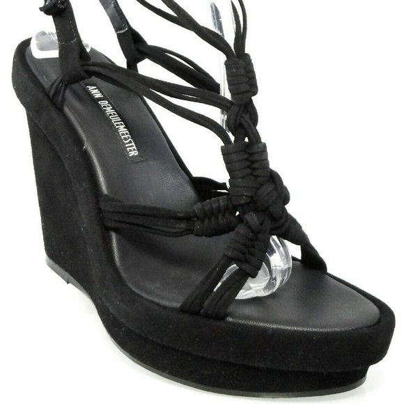 NIB$1025 RUNWAY ANN DEMEULEMEESTER KNOTTED STRAPS ANKLE WRAP WEDGES PLATFORM 11 - Picture 2 of 7